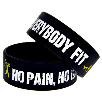 Everybody Fit No Pain No Gain Silicone Bracelet 1 Inch Sports Wrist Band